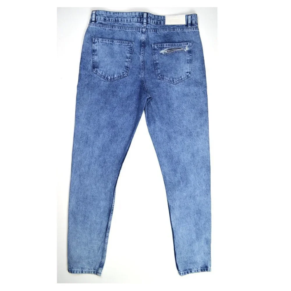 BoohooMan Skinny Butterfly Print Ripped Jeans